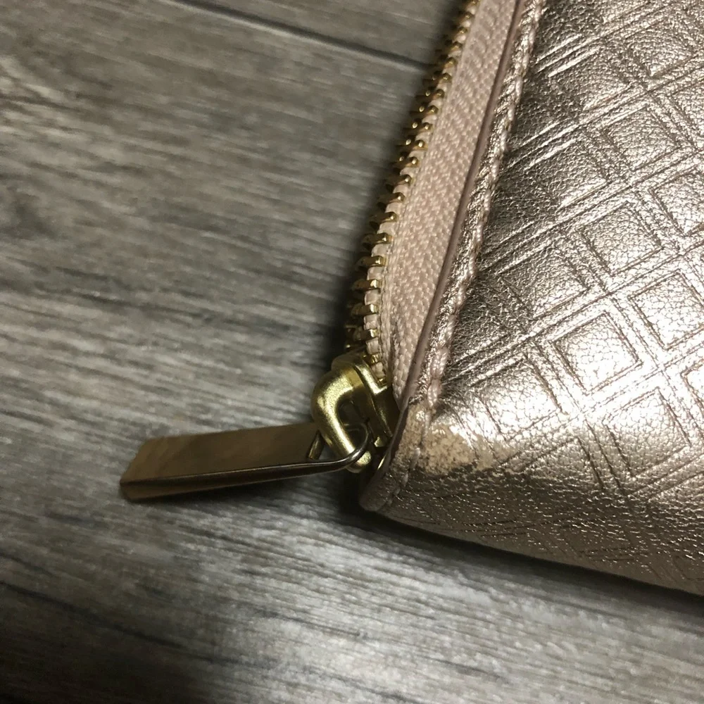 Tory Burch Marion Embossed Rose Gold Wallet